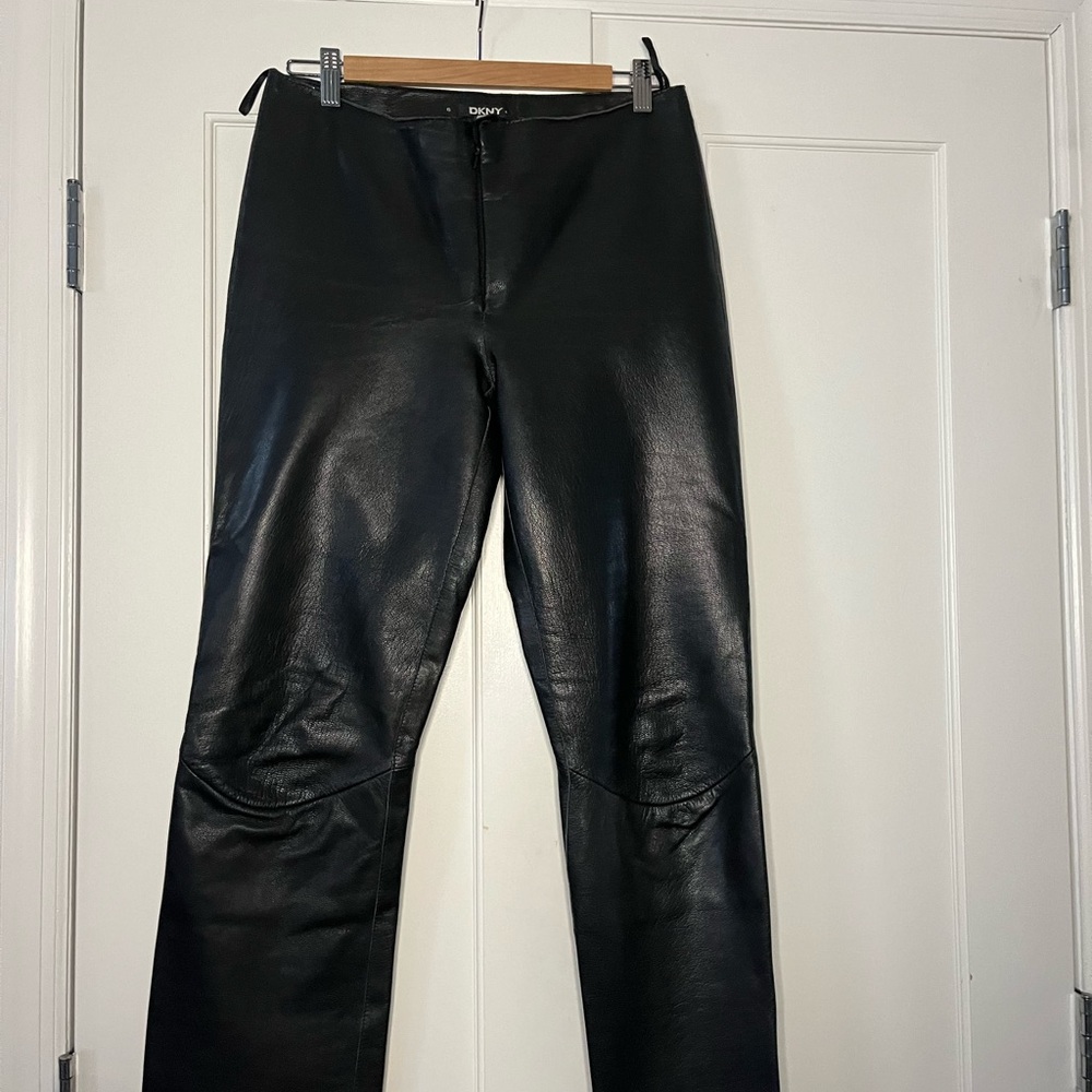 Vintage Black DKNY Genuine Leather Pants SZ 6